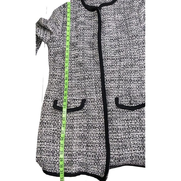 Talbots Blazer Coat Large Womens Tweed Long Sleeve Black White Pockets Buttons 4 - Picture 6 of 9